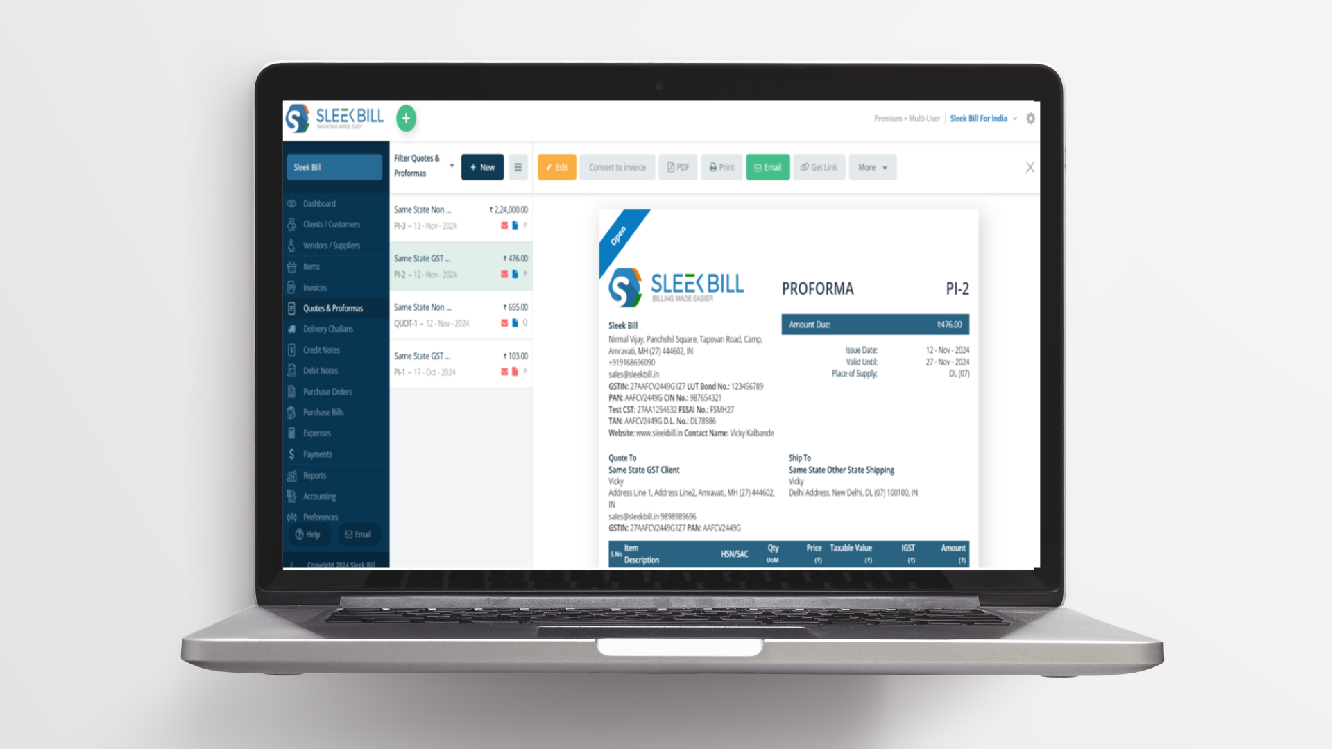 Sleek Bill Billing Software