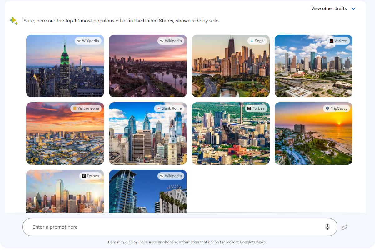 Example of Google Bard Can Now Show You Images in Responses